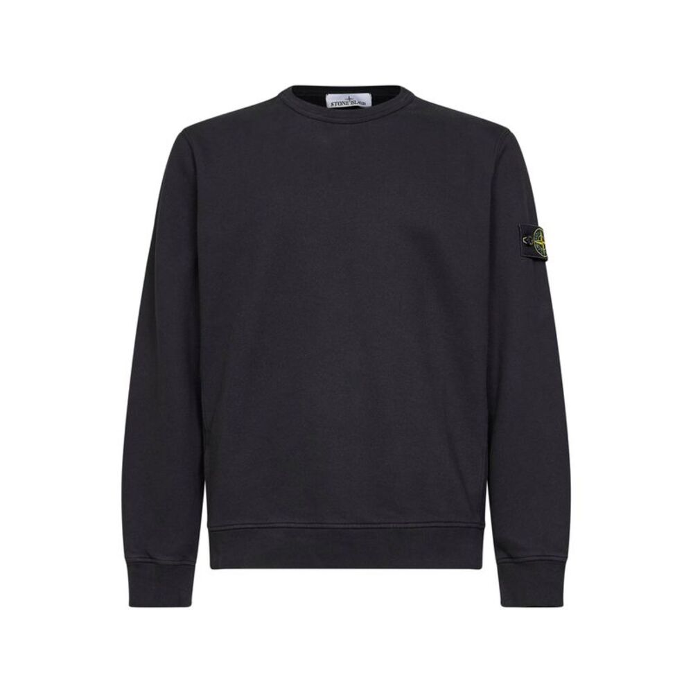 Stone Island Men Black Organic Stretch Cotton Crewneck Sweatshirt